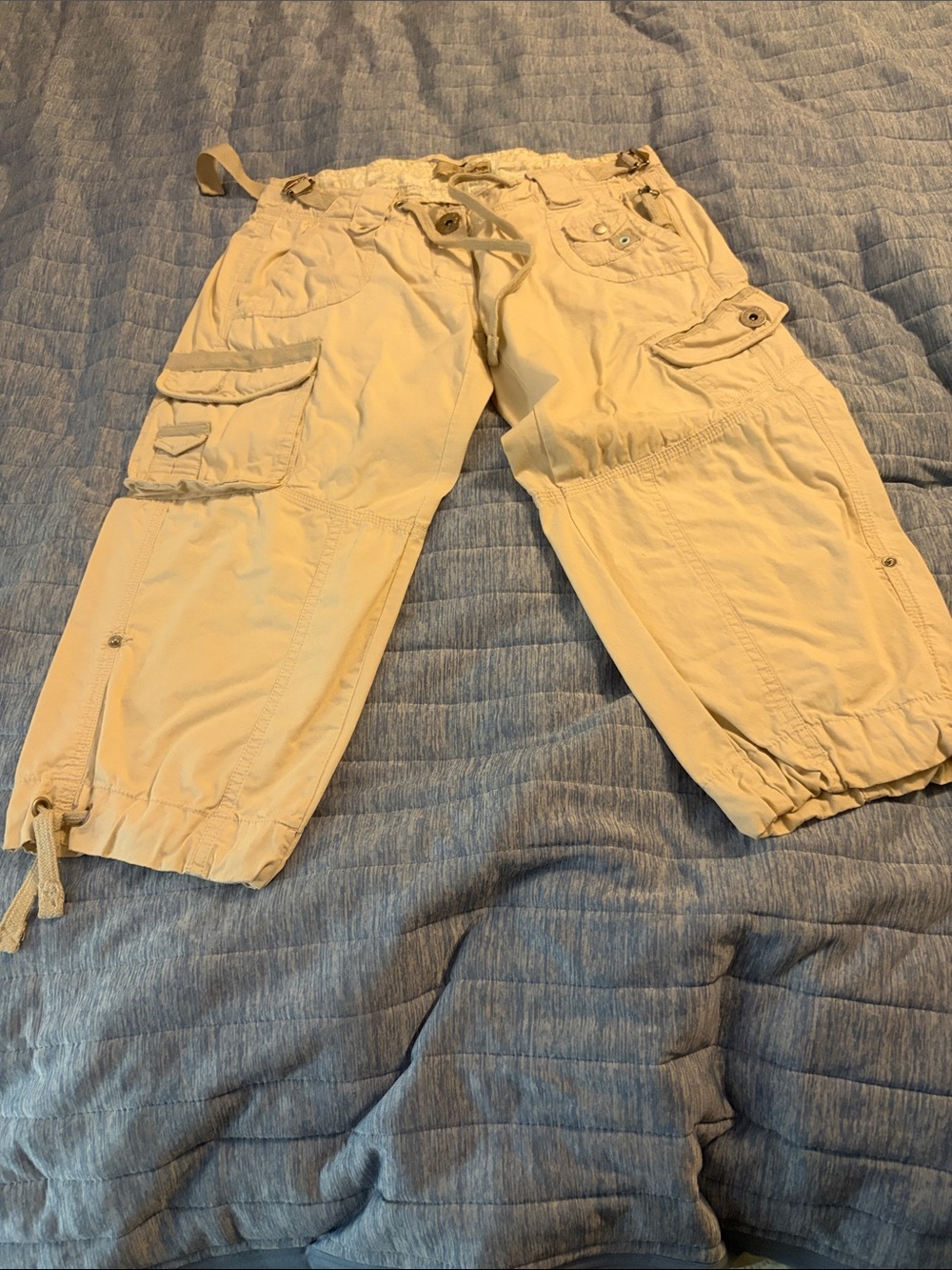 refuge Beige Drawstring Cargo Capris